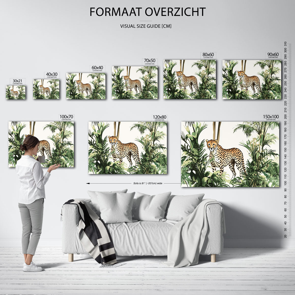 Luipaard in jungle – liggende muurposter met jungle thema