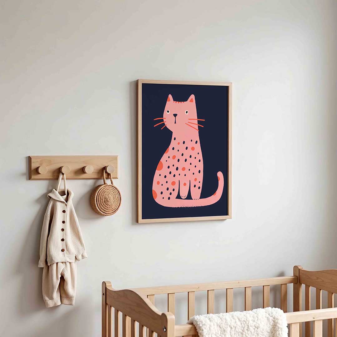 Roze kat – kinderposter in staand formaat