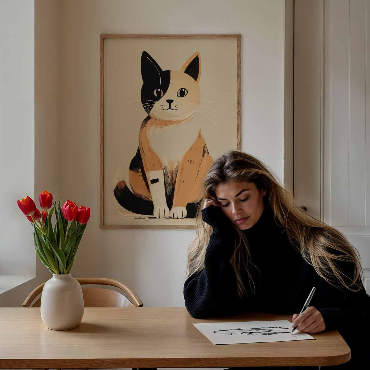 Charmante Kattenposter – staande dieren wanddecoratie van WallArtistic