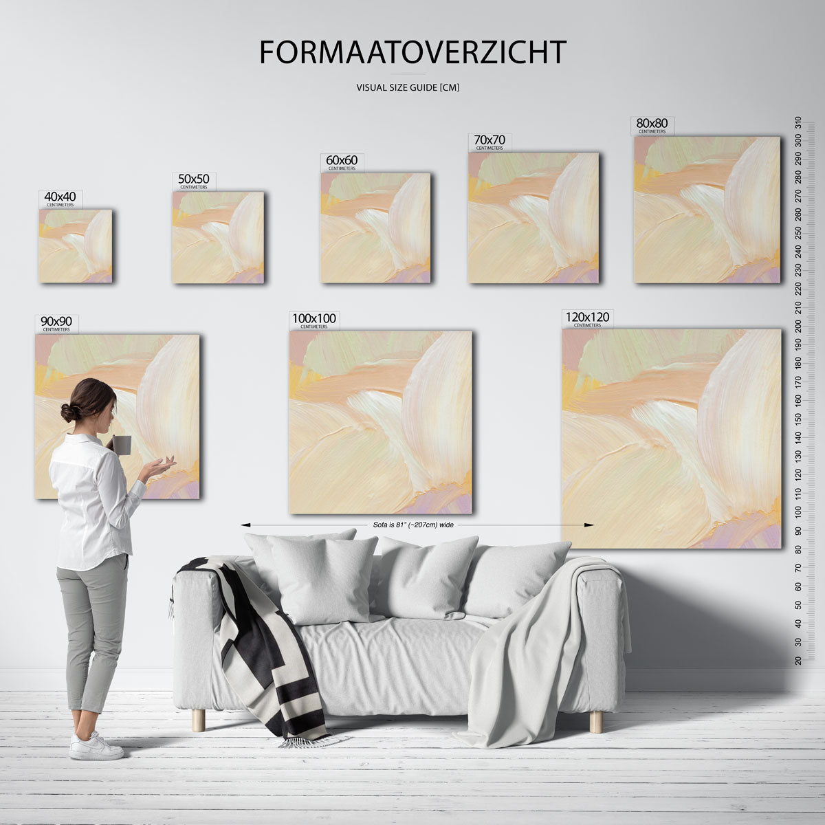Abstracte pastel – vierkante muurposter met artistieke uitstraling