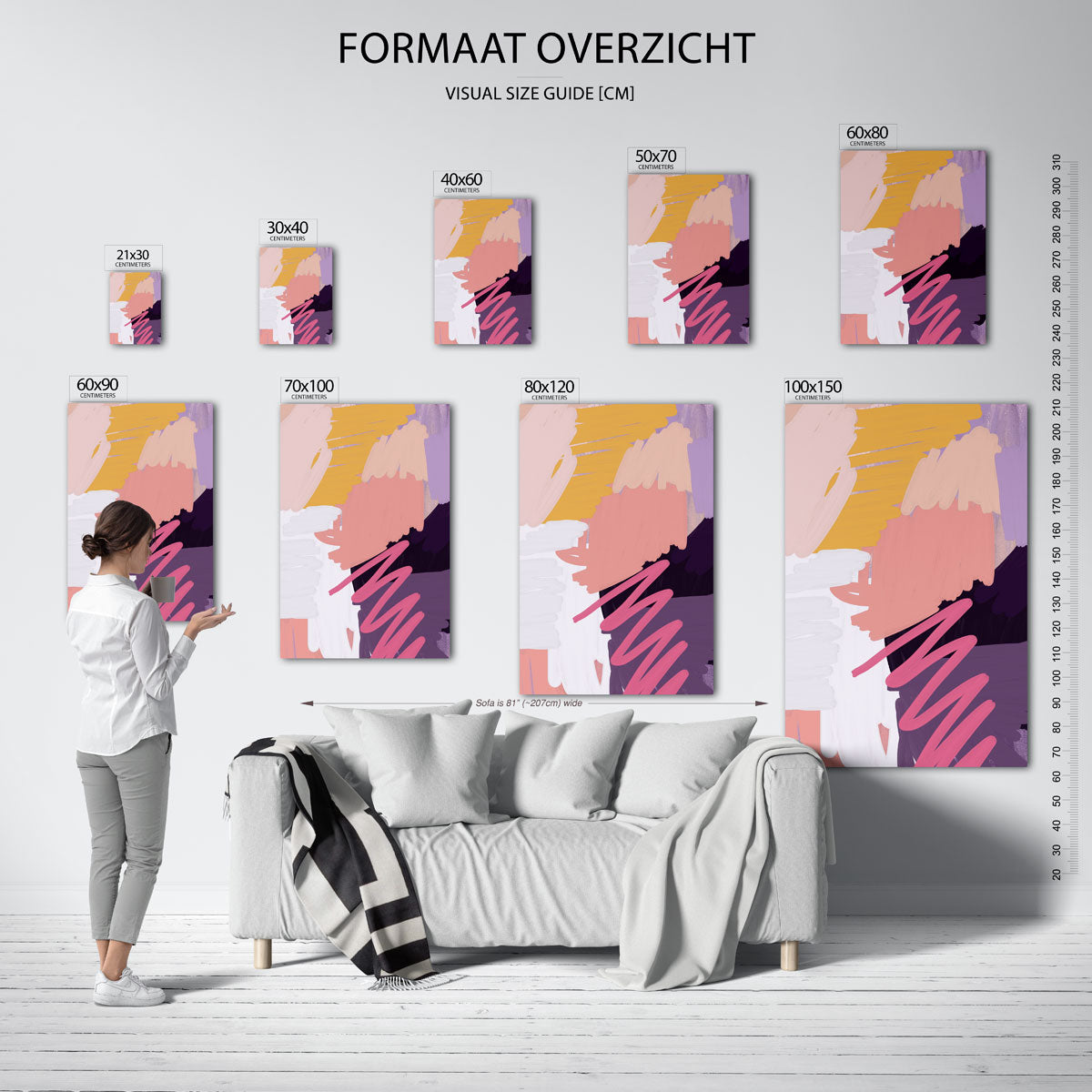 Abstracte penseelstreken – staande muurposter met hedendaagse illustratie
