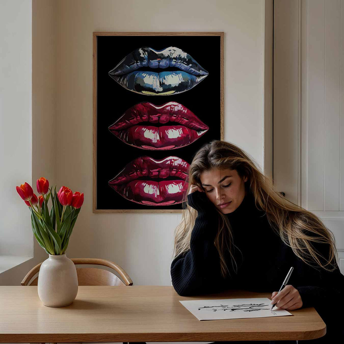 Kleurrijke Lippenkunst – Popart poster als moderne urban wanddecoratie