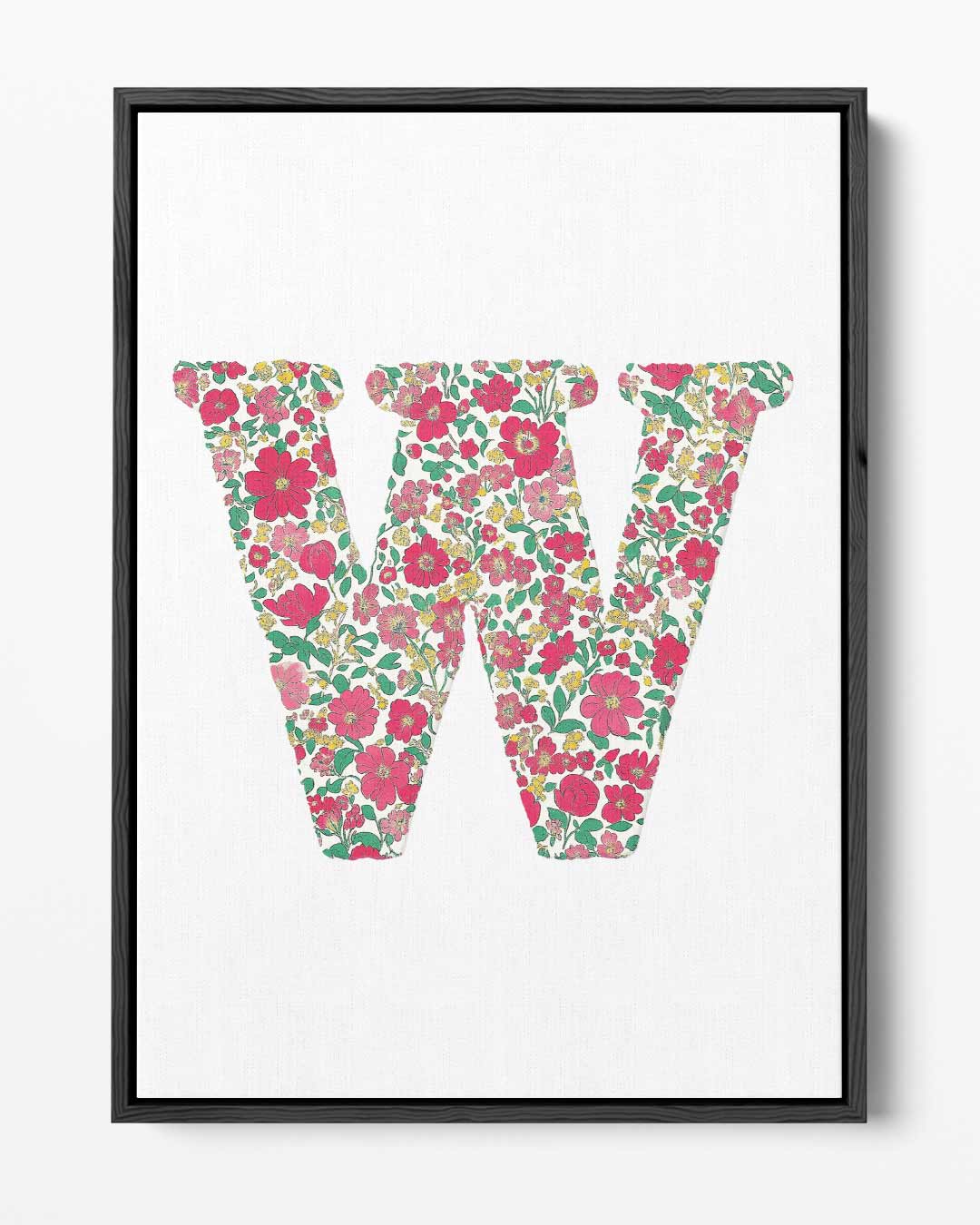Bloemrijke Letter W – portret kunstwerk als wanddecoratie