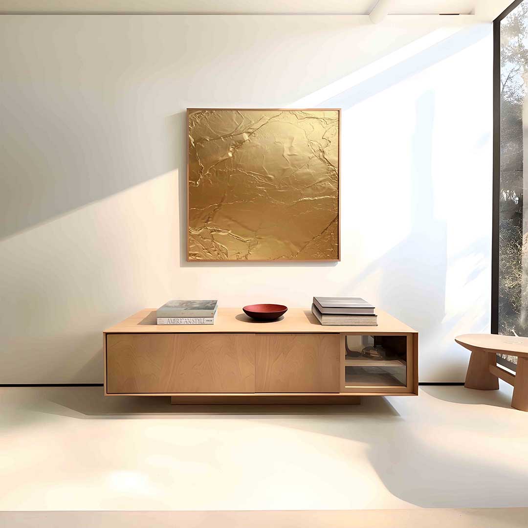 Gouden textuur – vierkante abstracte textuur wanddecoratie van WallArtistic