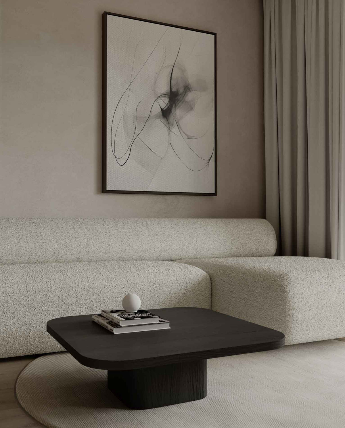 Dromerige Zwart-Witte Abstractie – canvas kunstwerk als wanddecoratie