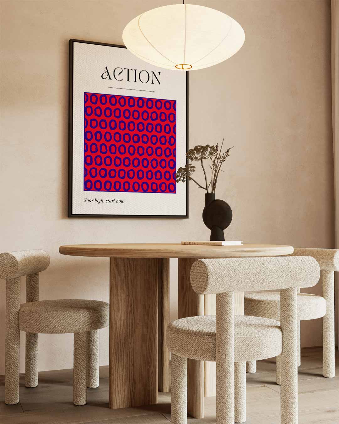 Levendige Actiepatronen – kunstwerk met zwarte baklijst