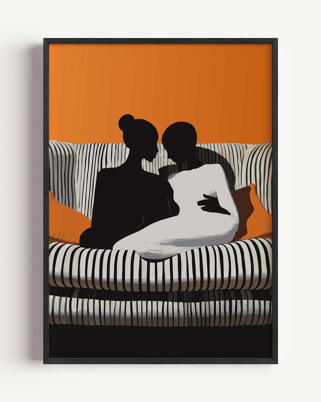 Intieme Silhouetten op Stijlvolle Bank – zomer portret poster als wanddecoratie