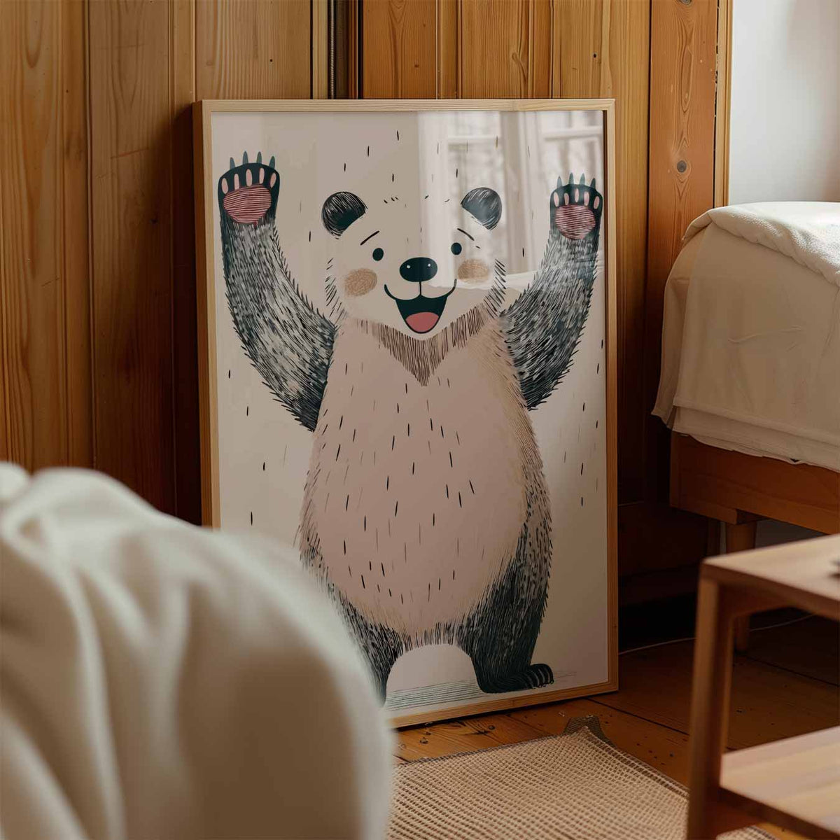 Vrolijke Panda Illustratie – kinderposter in staand formaat