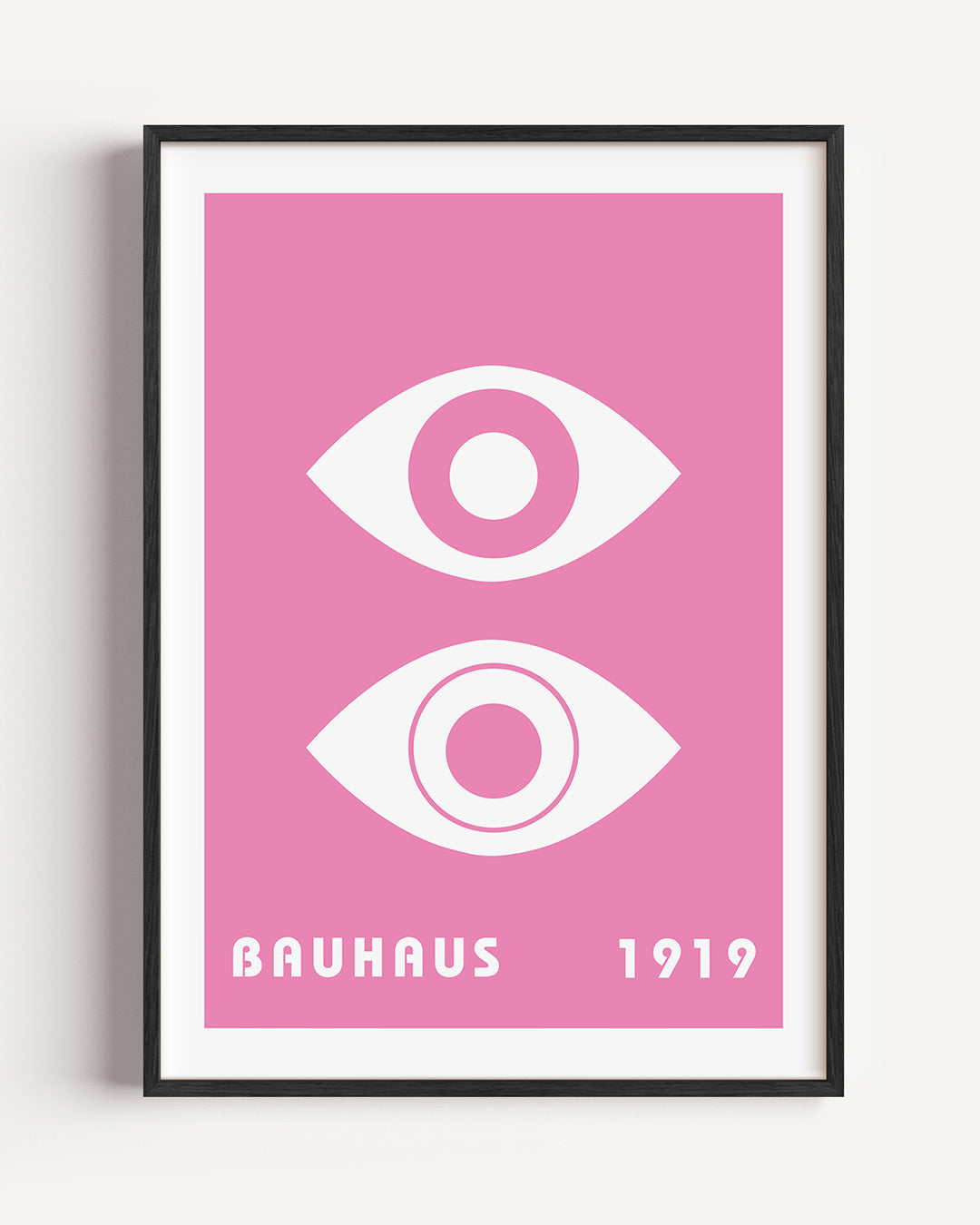 Oogvormen en roze – staande Bauhaus poster als wanddecoratie