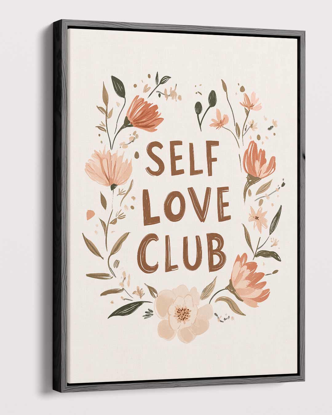 Self Love Club Bloemenposter – plexiglas wanddecoratie in portret formaat