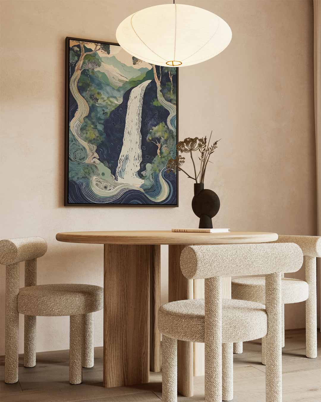 Waterval in betoverend landschap – staand kunstwerk voor modern interieur