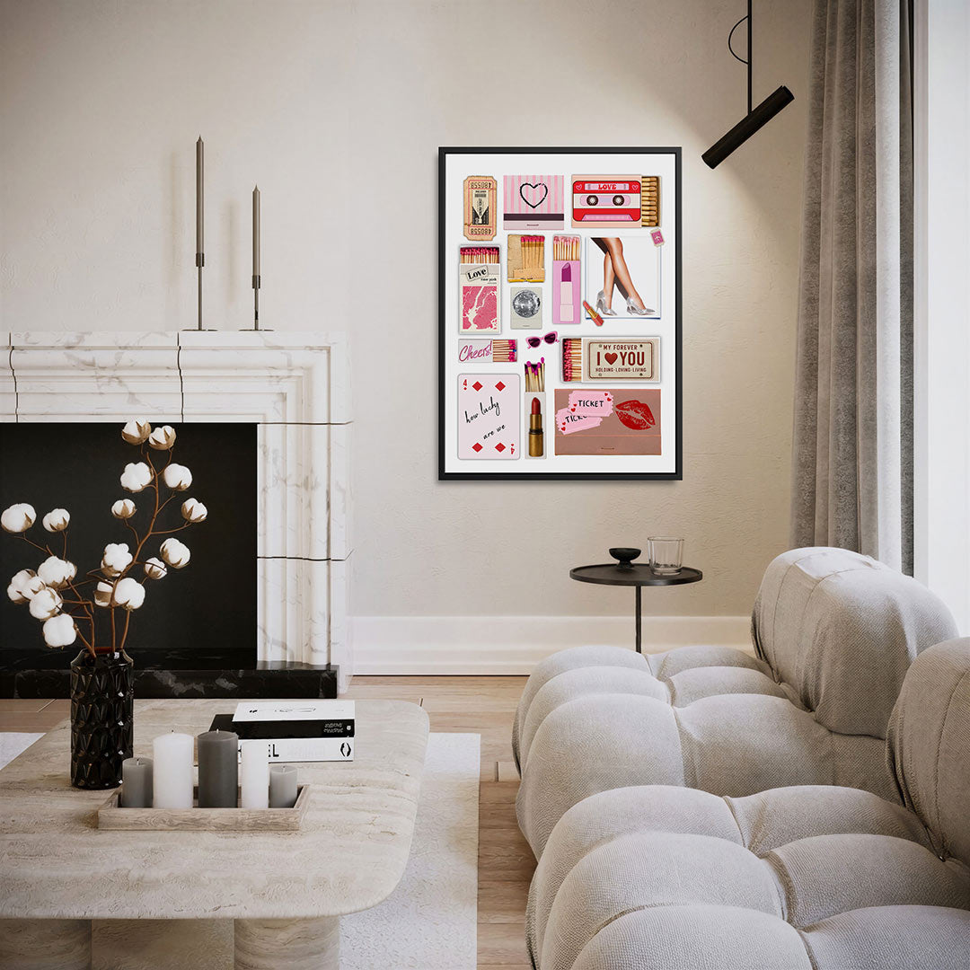 Speelse collage – staand wanddecoratie kunstwerk