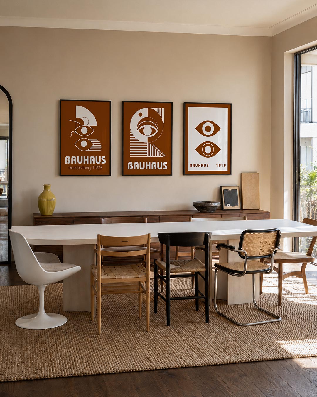 Vormen en vlakken posterset – tweede productweergave – deze posterset in drie delen toont een spel van witte lijnen en vormen
