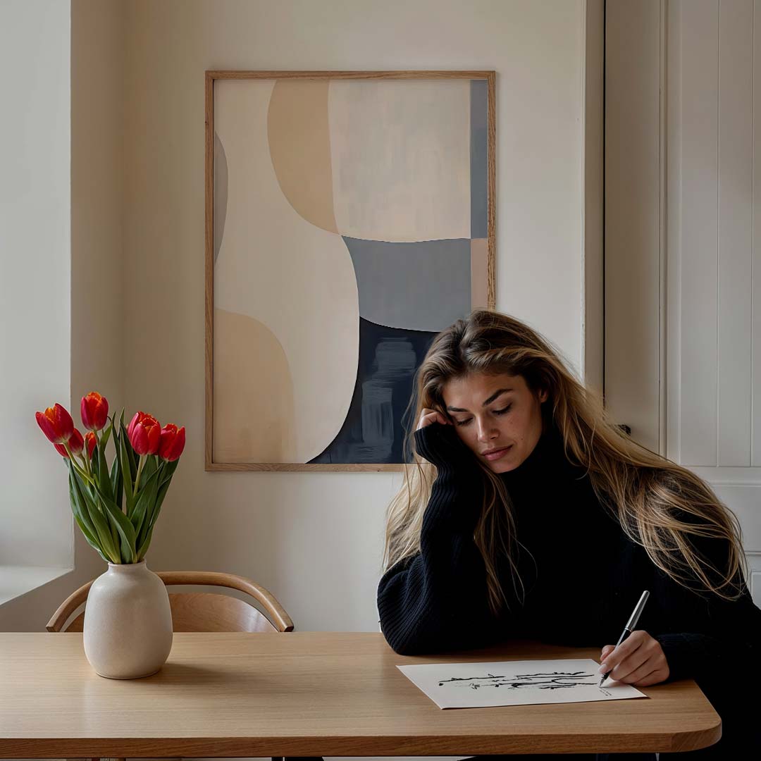 Moderne Abstracte Vormen – staande muurposter met abstracte vormen