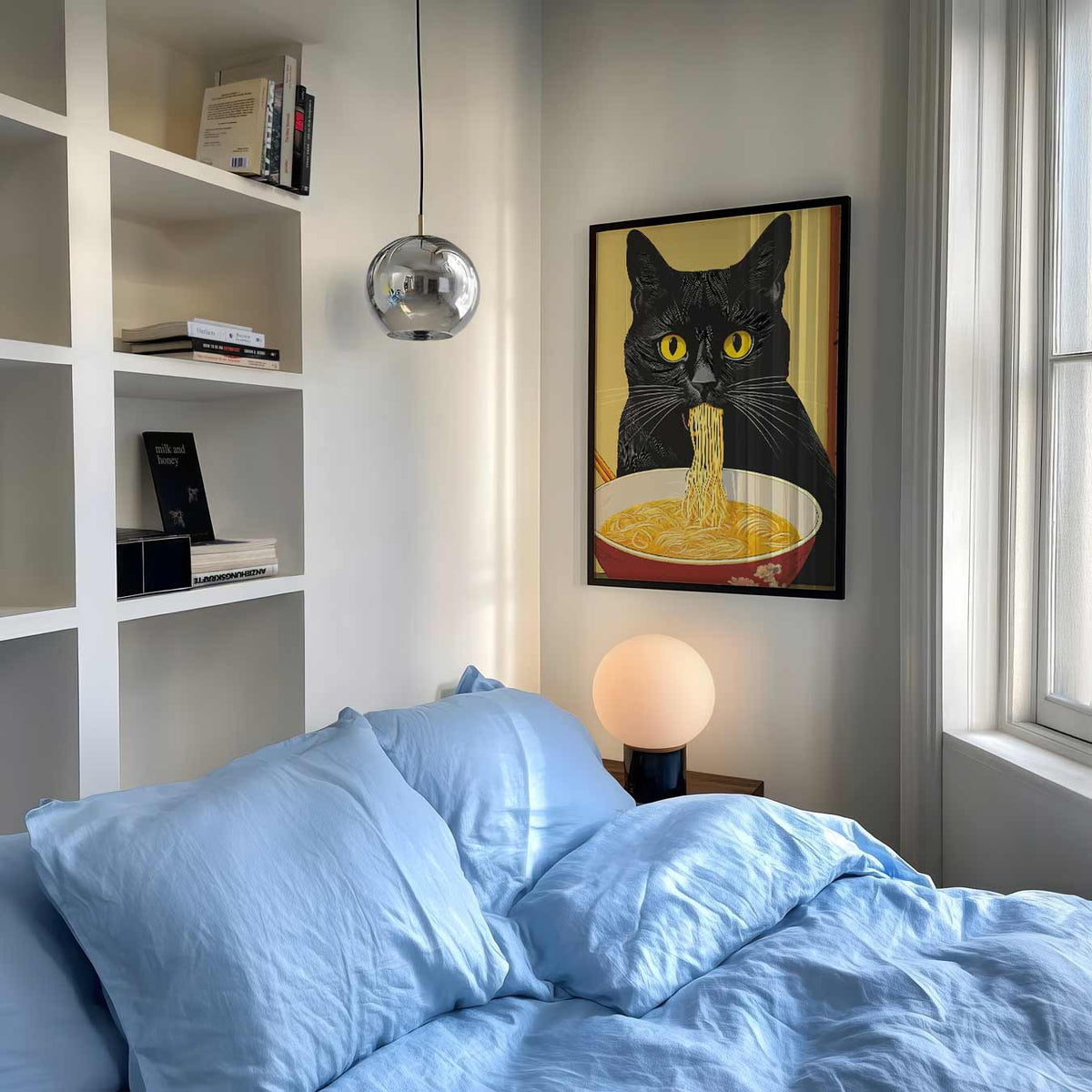 Kat met Noodles – staande muurposter met dierenthema