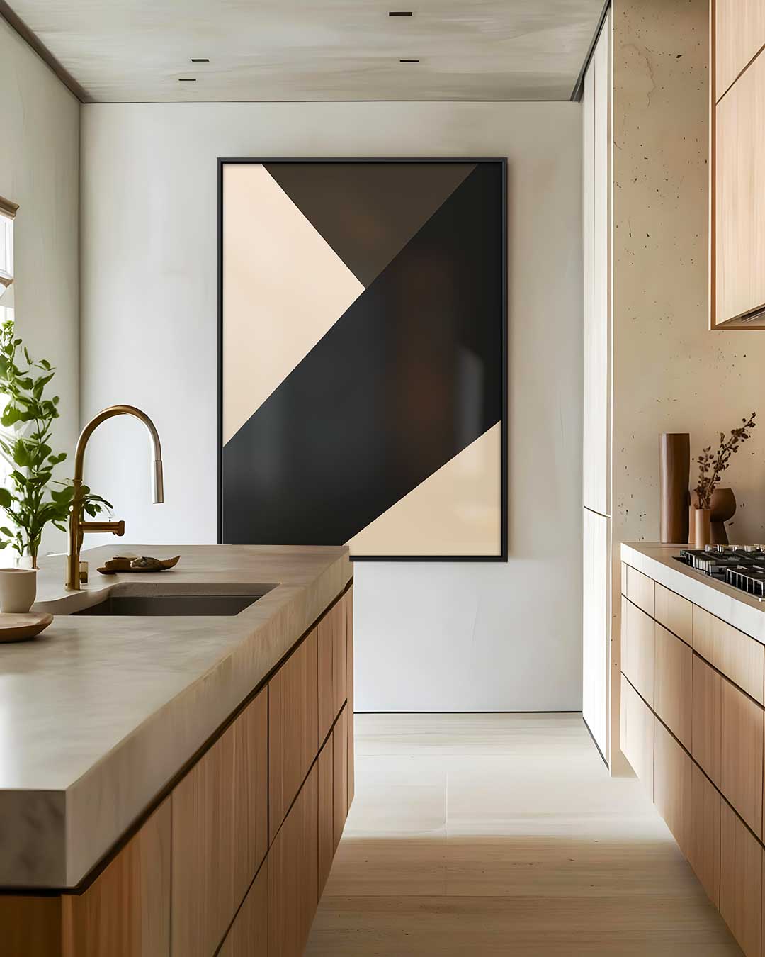 Gedurfde Abstracte Compositie – dibond wanddecoratie in staand formaat