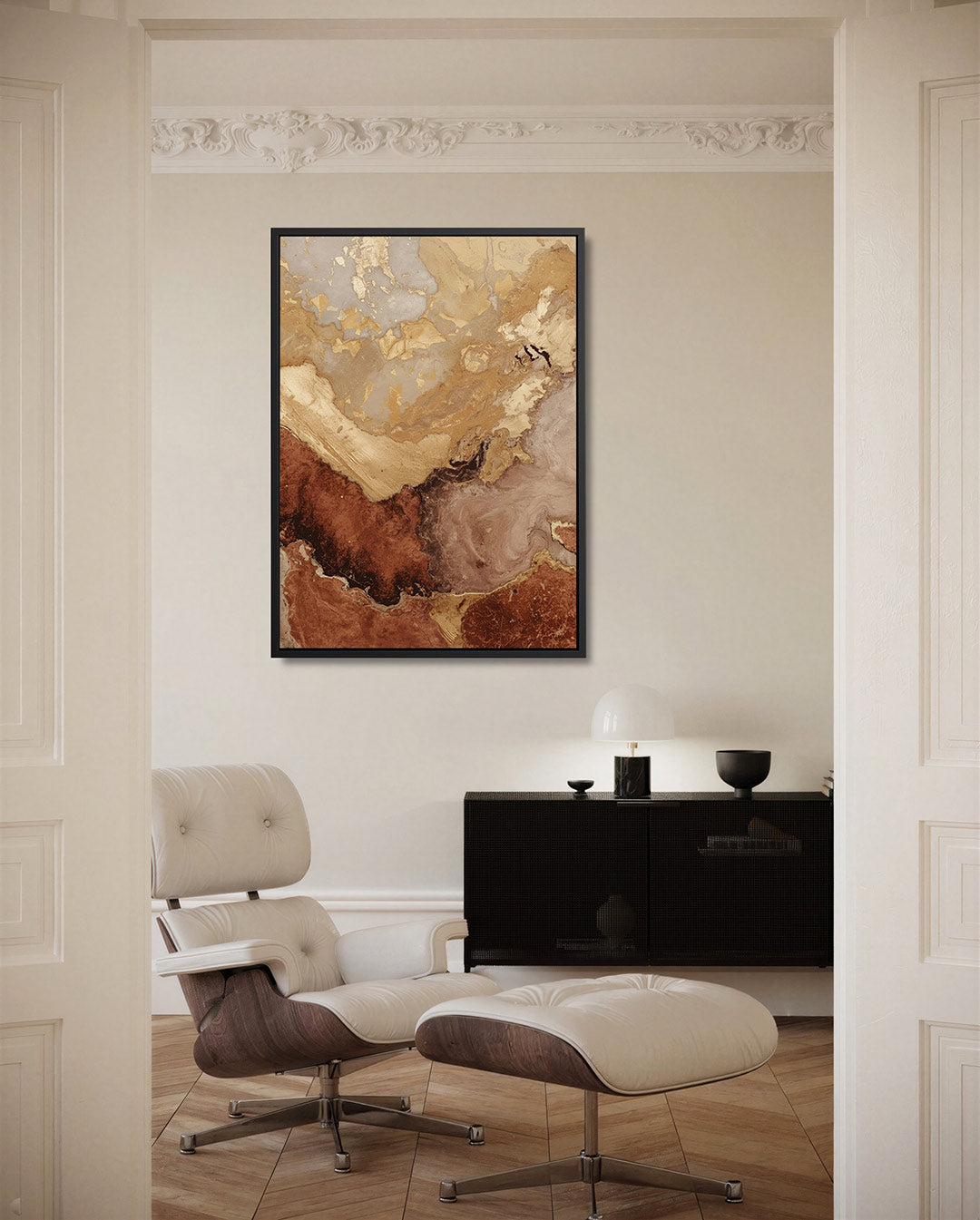Aardse kleuren compositie – staand wanddecoratie kunstwerk