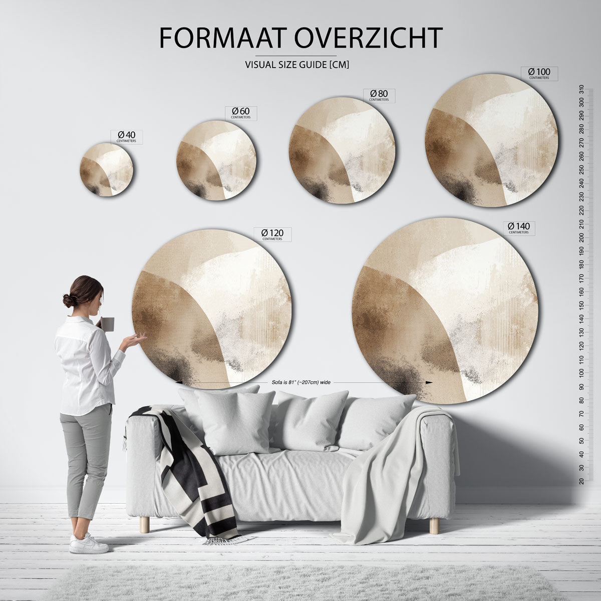 Abstracte vormen – moderne ronde muurdecoratie met abstracte vormen