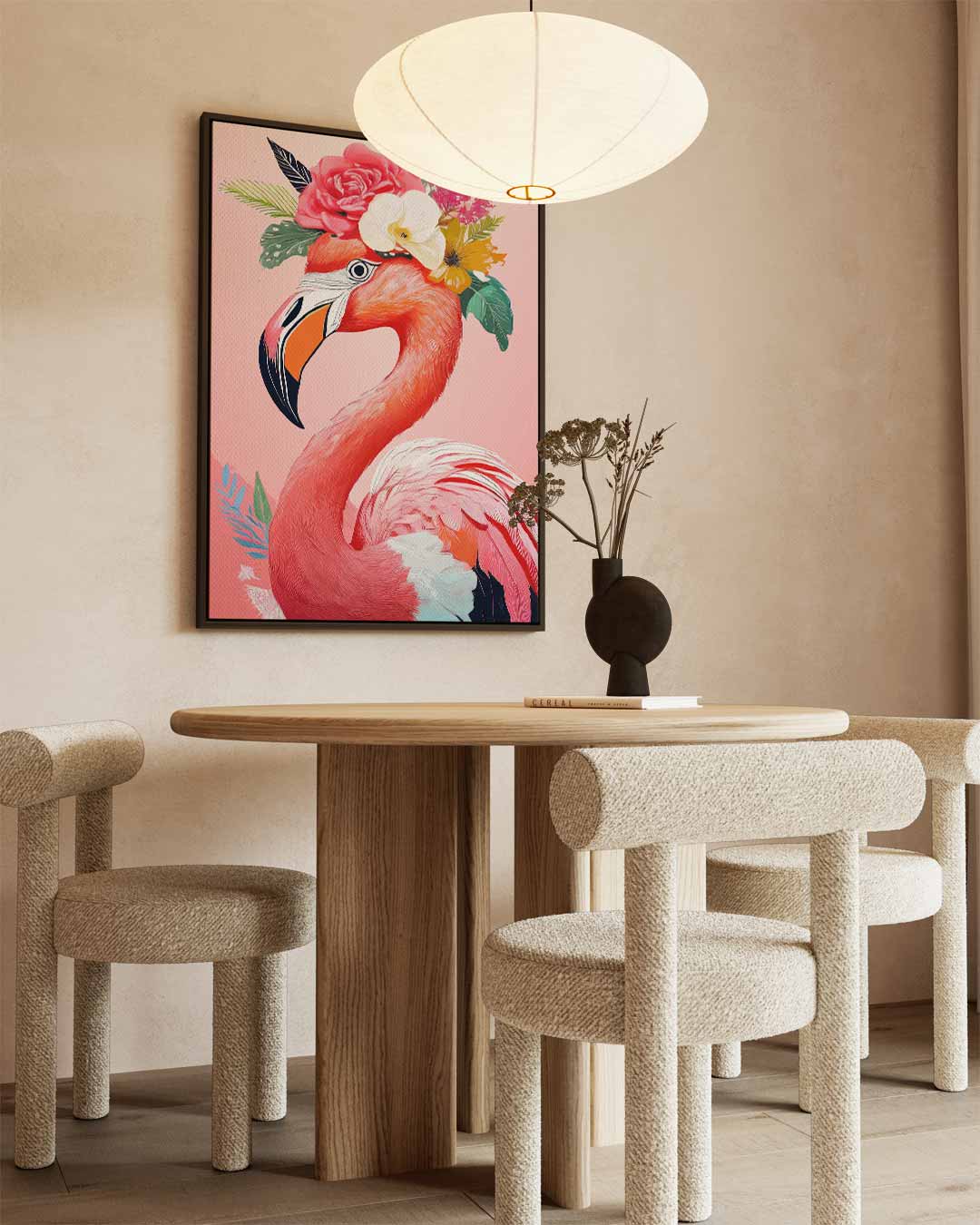 Bloemrijke Flamingo – staand kunstwerk voor modern interieur