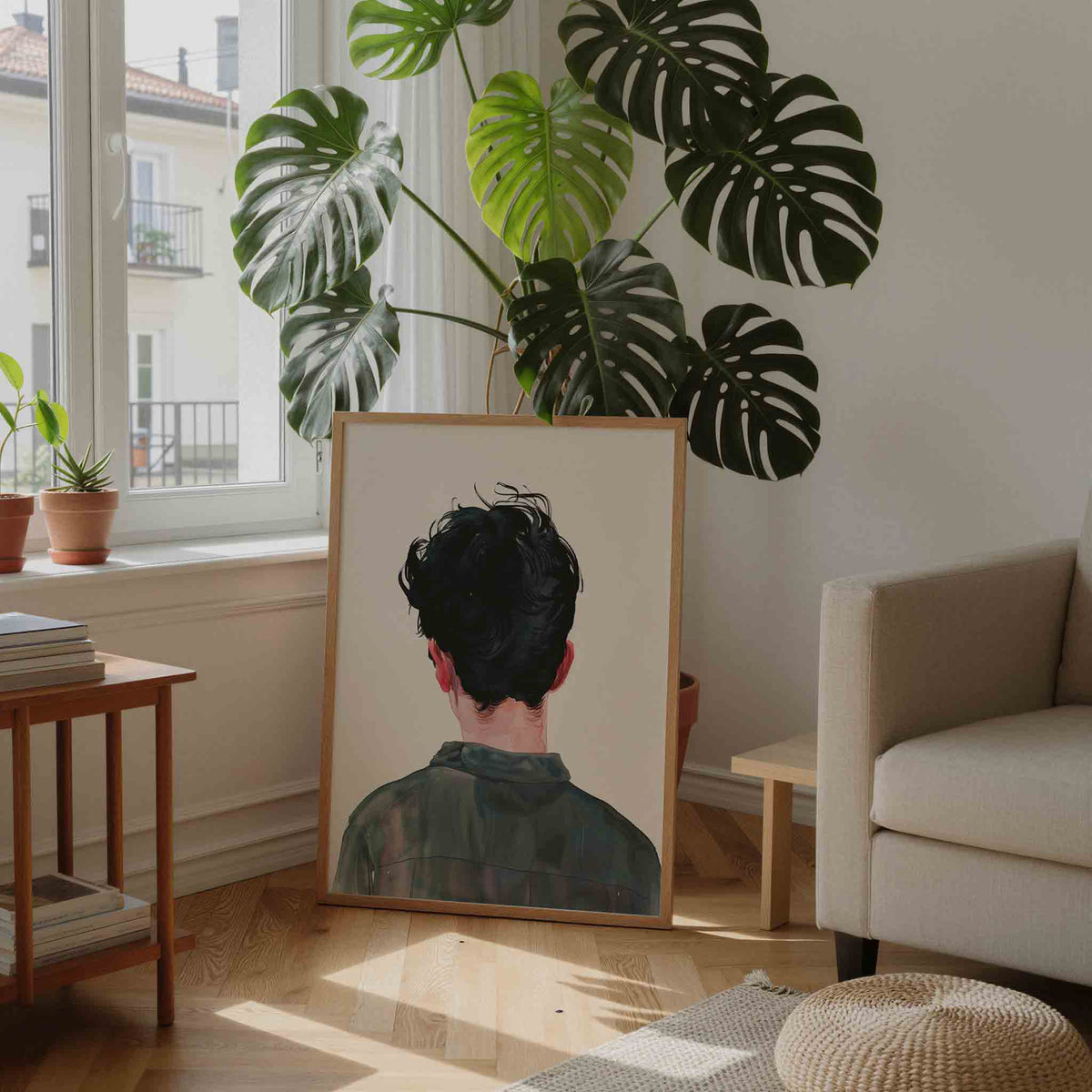 Achterkant van persoon – moderne illustratie als portret poster