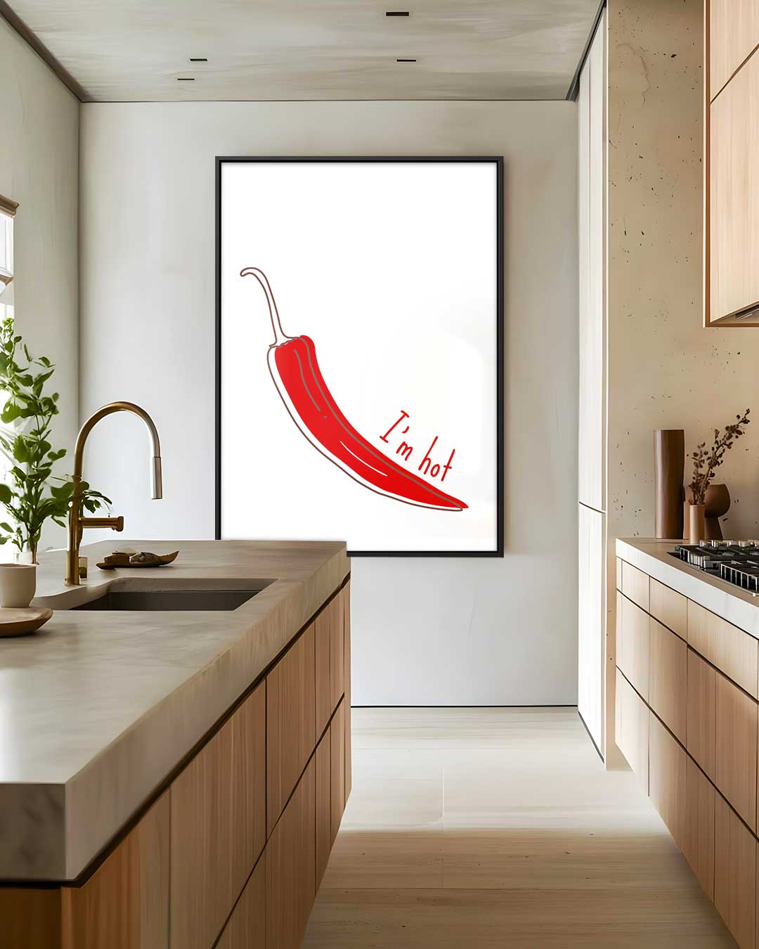 Pittige Chili Illustratie – staand kunstwerk voor modern interieur