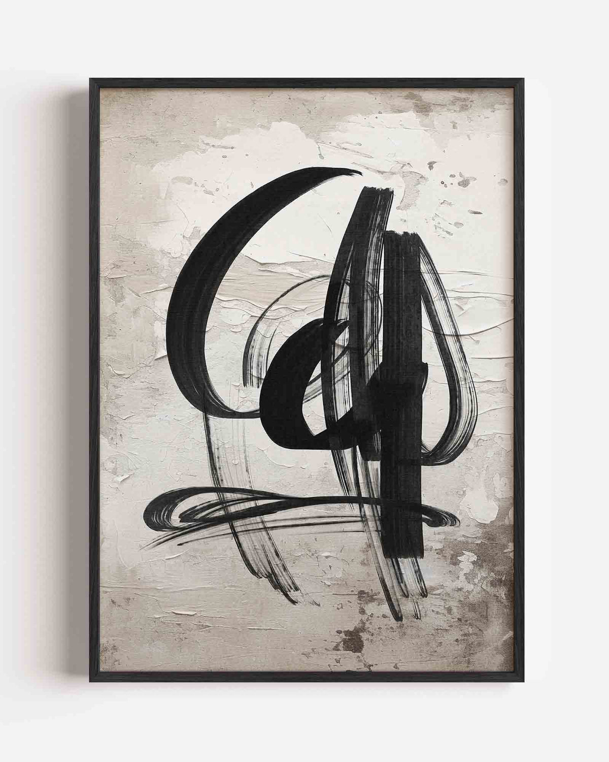 Abstracte zwarte penseelstreken – zacht abstracte portret poster als wanddecoratie