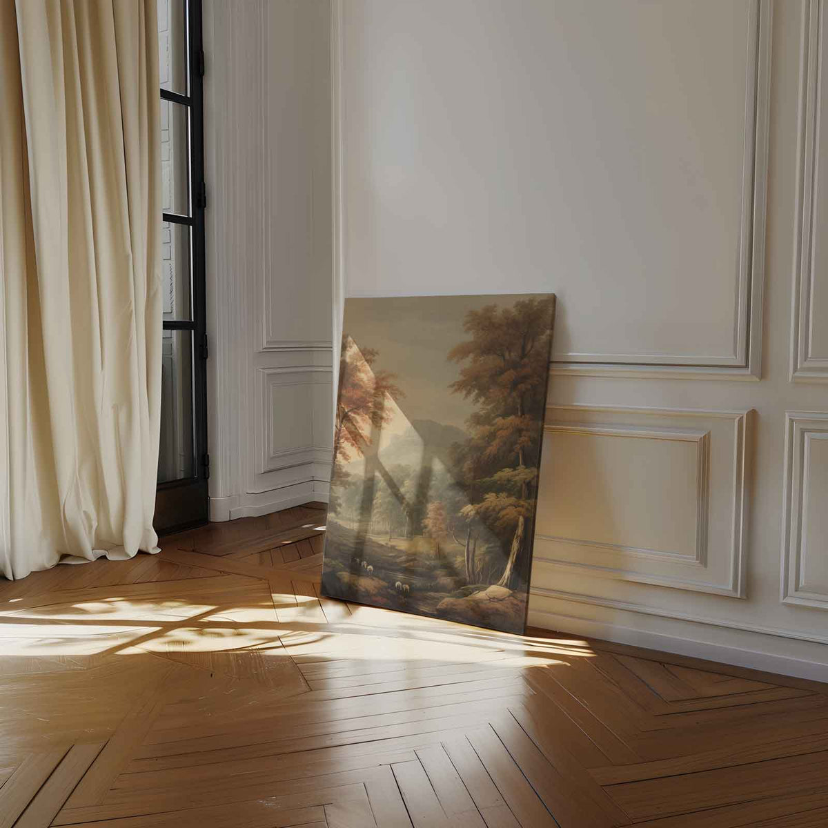 Rustieke Herfstlandschap met Bergen – staand kunstwerk voor modern interieur