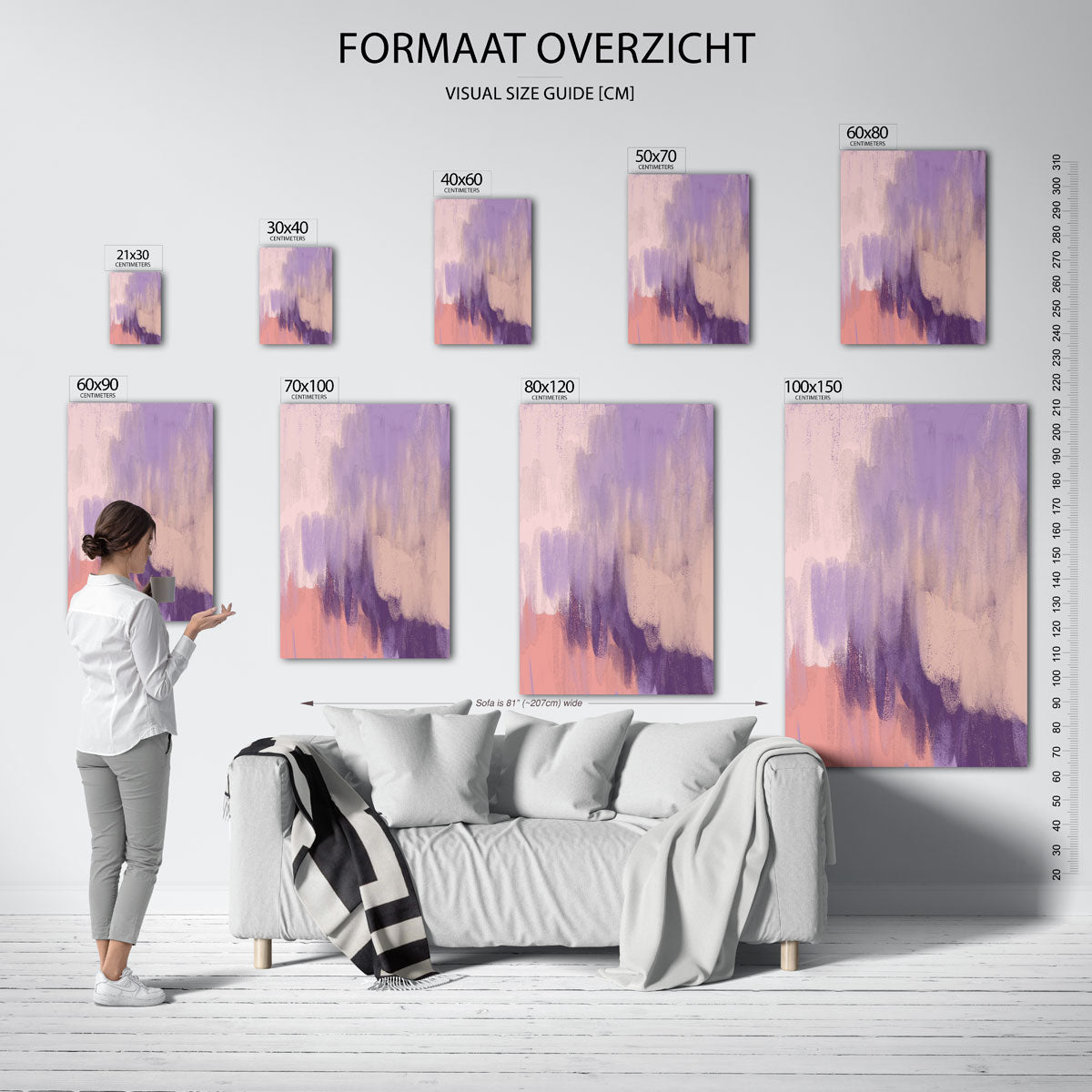 Abstracte paarse – staande muurposter met hedendaagse illustratie