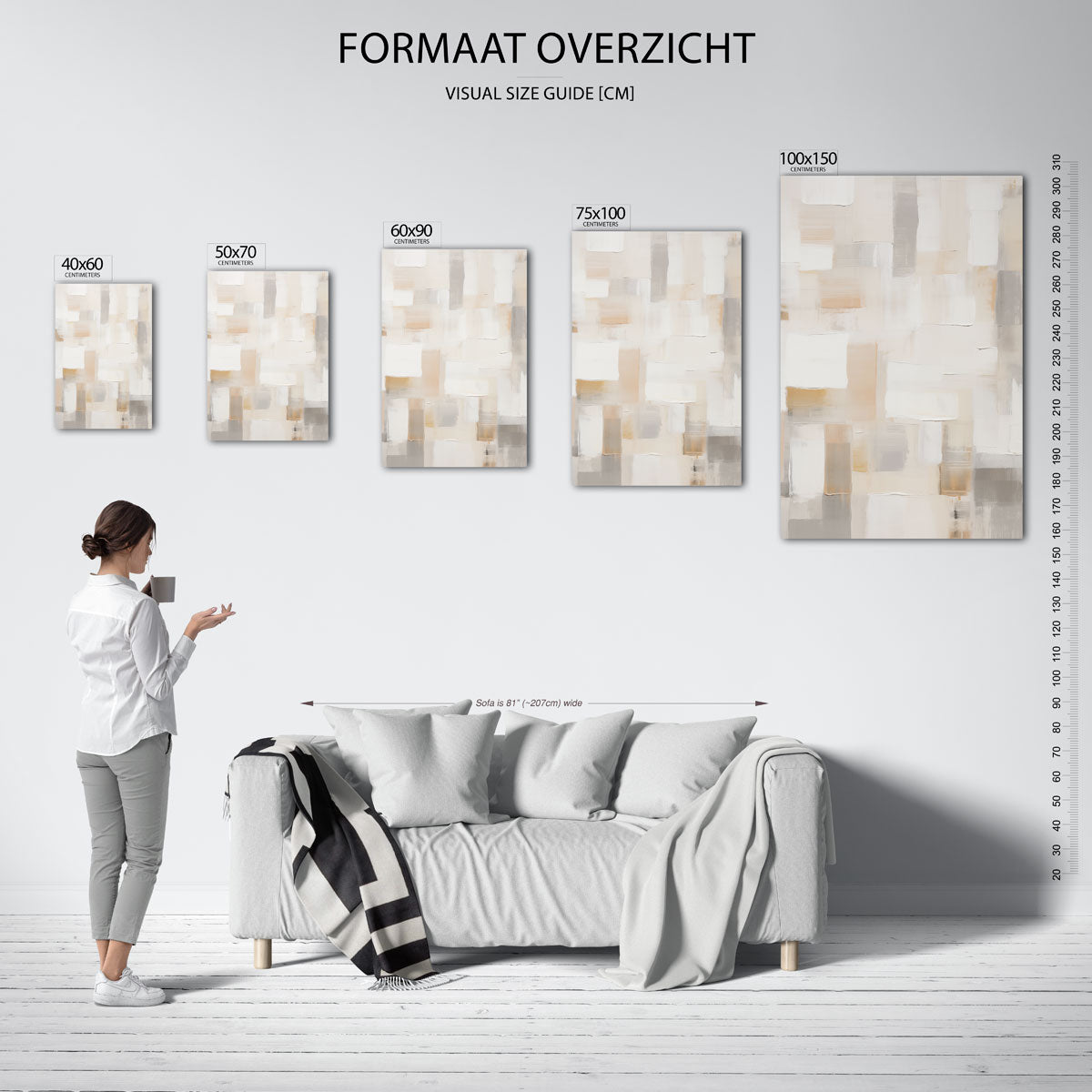 Zachte kleuren compositie – staand wanddecoratie kunstwerk