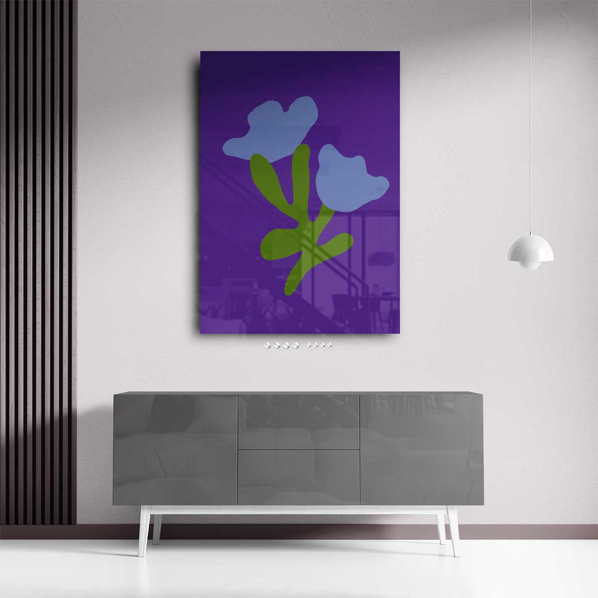 Blauwe Bloemfantasie – portret kunstwerk als wanddecoratie, afbeelding 13