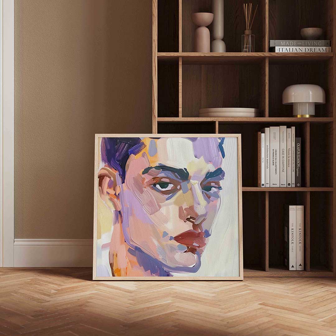 Abstract portret – vierkante design wanddecoratie van WallArtistic