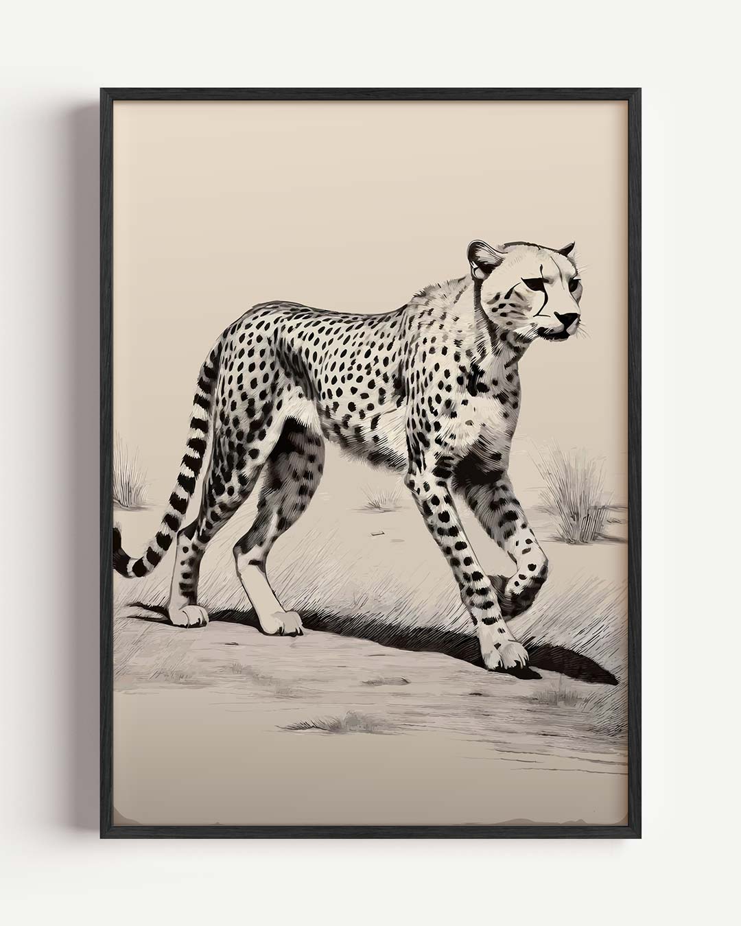 Sierlijke Cheetah Wandeling – dieren portret poster als wanddecoratie