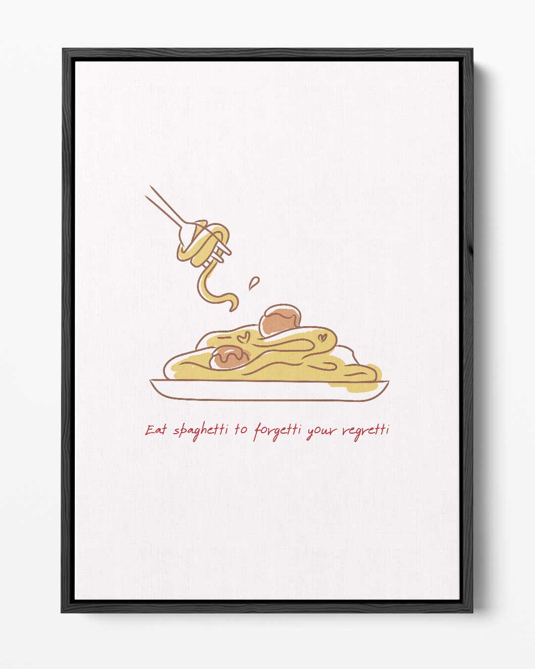 Spaghetti-Illustratie met Humor – portret kunstwerk als wanddecoratie