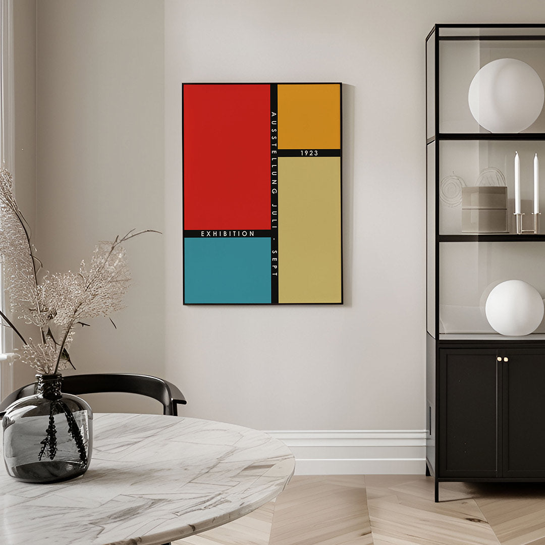 Vlakverdeling en kleur – geometrische Bauhaus poster in staand formaat