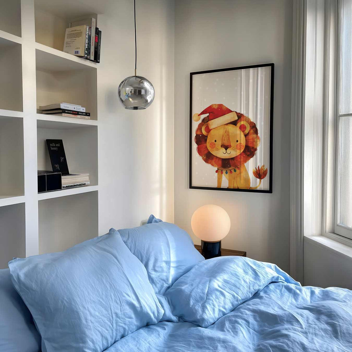 Kerstleeuw Feestposter – staande muurposter voor de kinderkamer