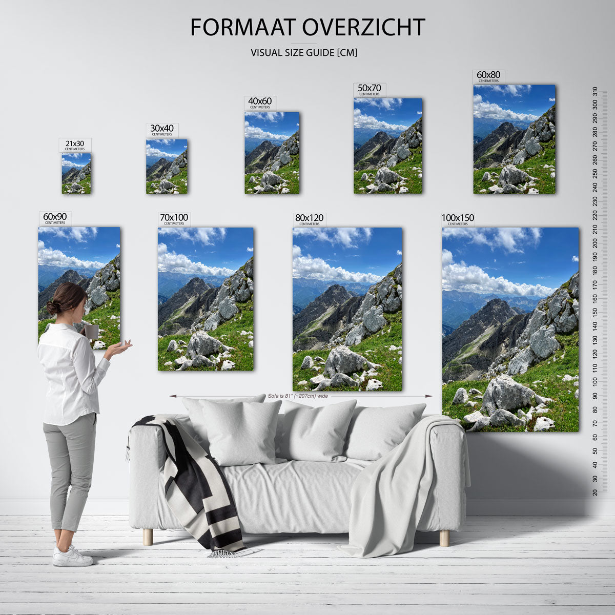 Berglandschap met rotsen poster – sfeerbeeld – deze poster toont een indrukwekkend berglandschap met ruige rotsen en een