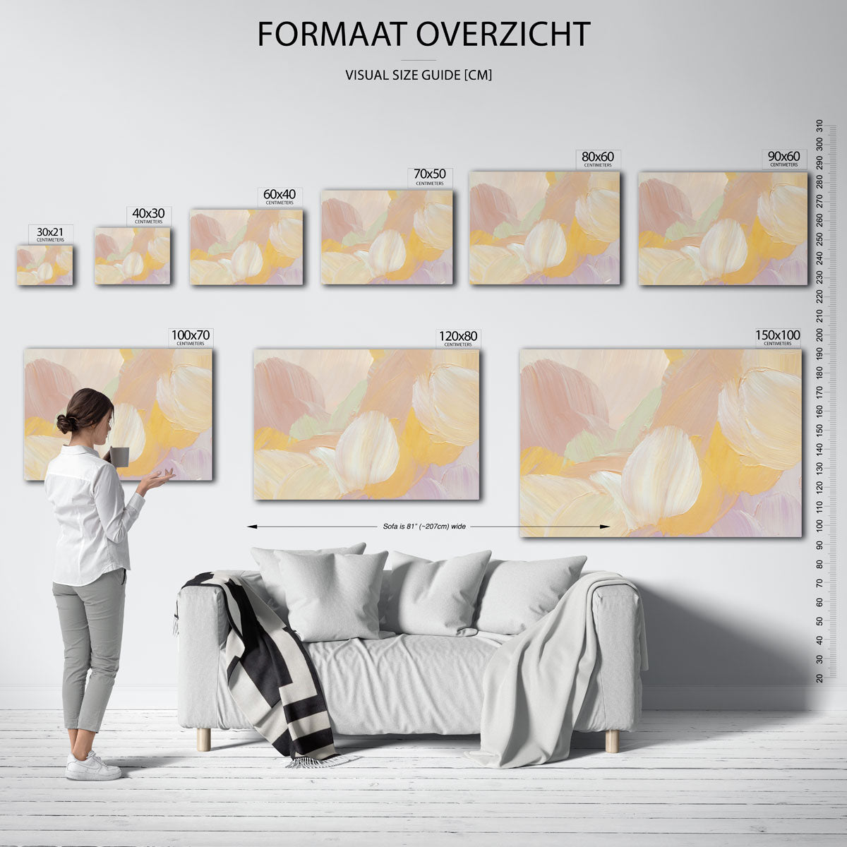Abstracte penseelstreken – liggende muurposter met artistieke uitstraling
