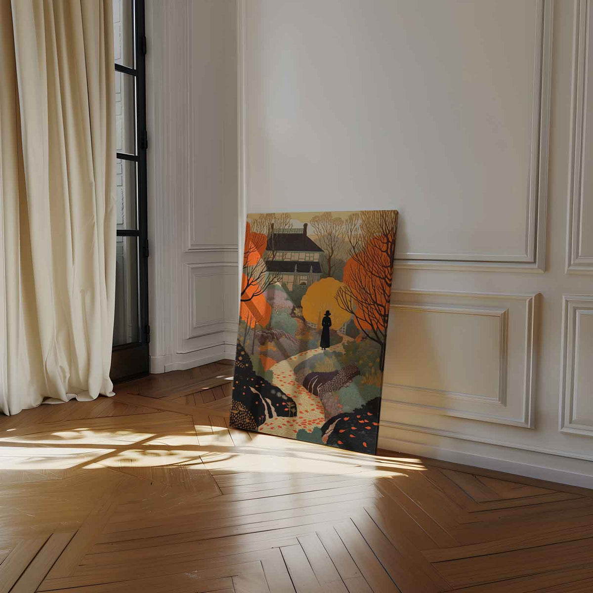 Herfstlandschap met Villa – dibond kunstwerk als wanddecoratie