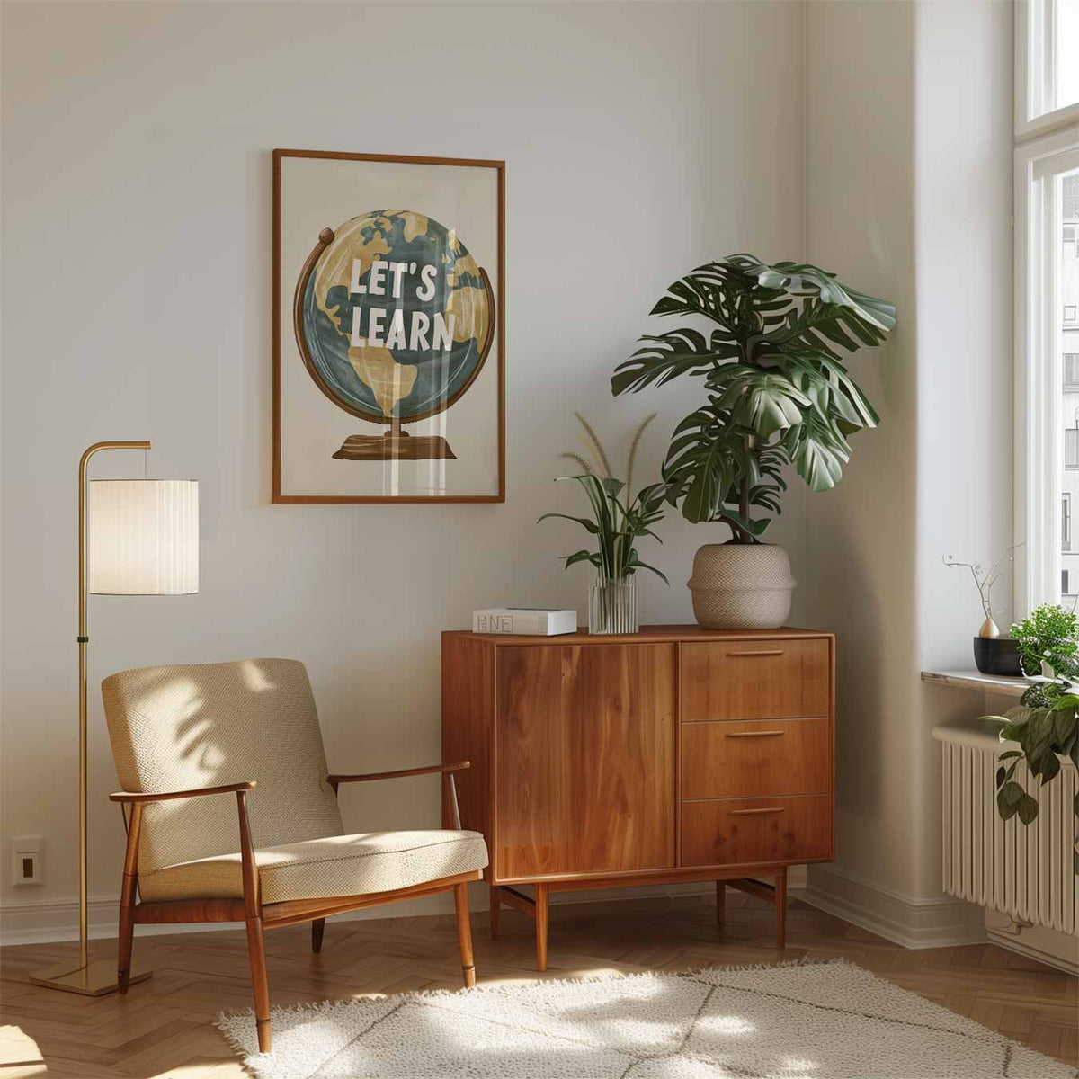 Wereldbol Inspiratieposter – speelse wandkunst als portret kinderposter