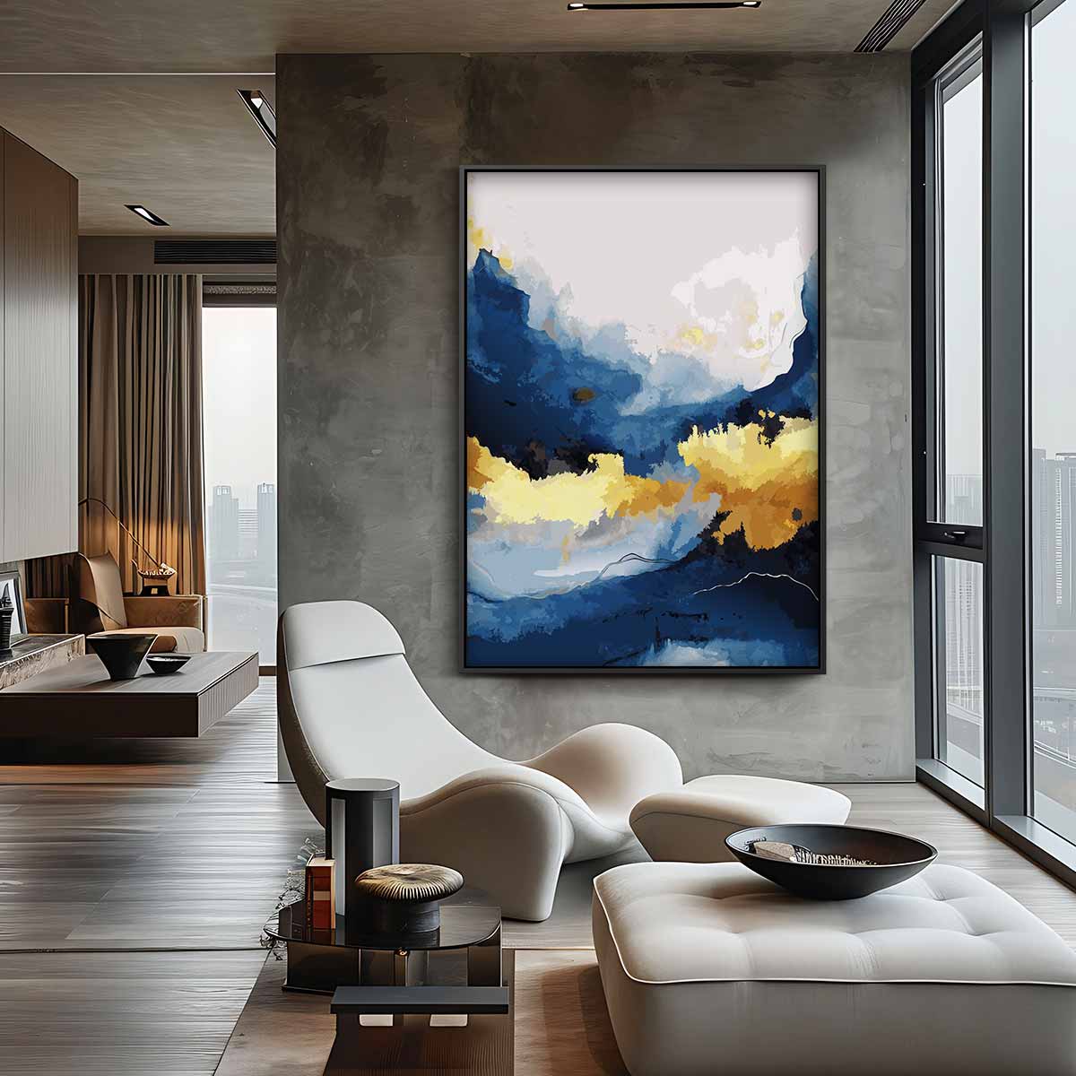 Hemelse Blauwe Dromen – canvas wanddecoratie in portret formaat