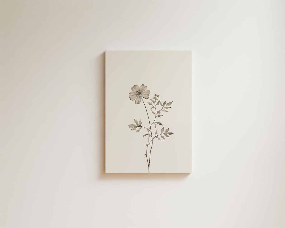 Delicate Bloemenstudie – kunstwerk met zwarte baklijst