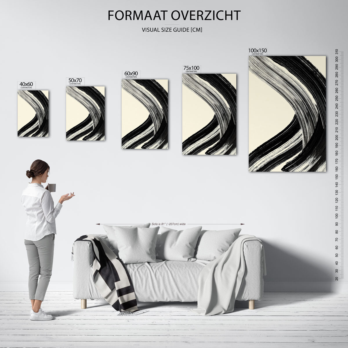 Dynamische borstelslag – staande wanddecoratie van WallArtistic