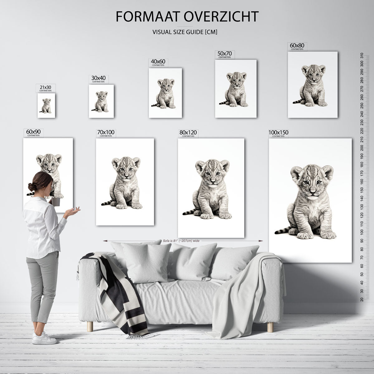 Leeuwenwelp – staande muurposter met dierenthema