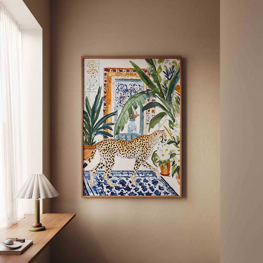 Luipaard en planten – staande dieren wanddecoratie van WallArtistic