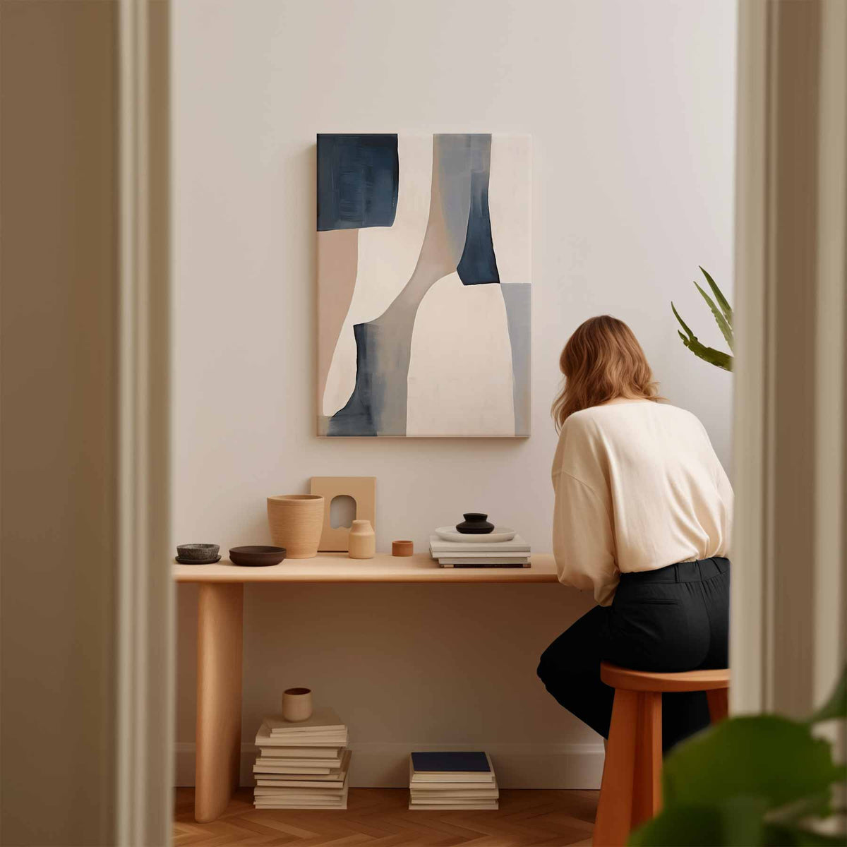 Subtiele Kleurencompositie – portret kunstwerk als wanddecoratie, afbeelding 17