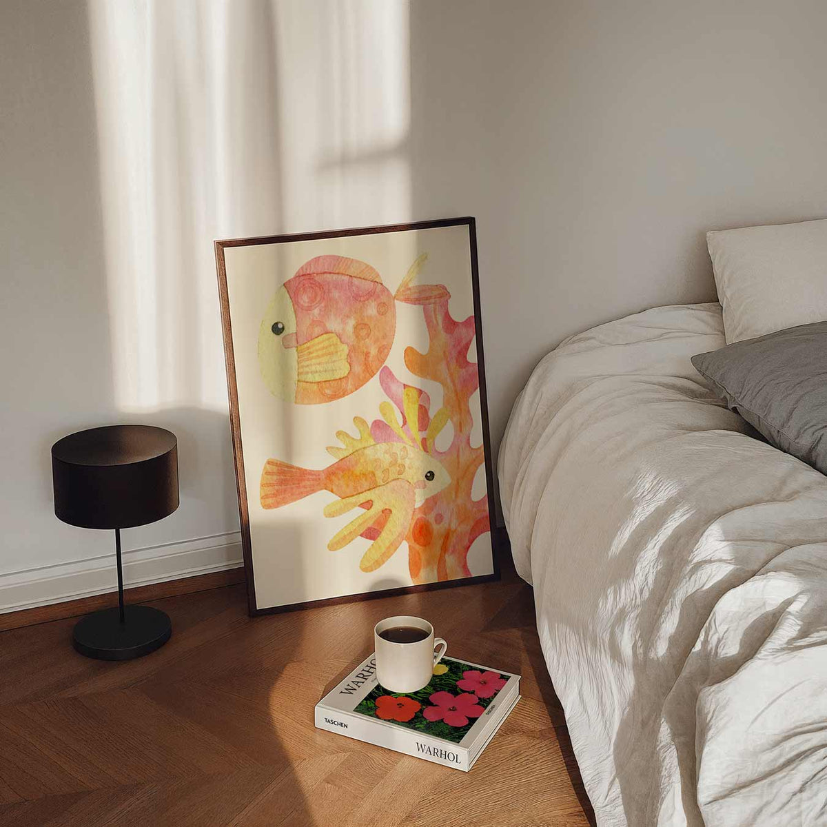 Goudvis en Koraal – staande dieren wanddecoratie van WallArtistic