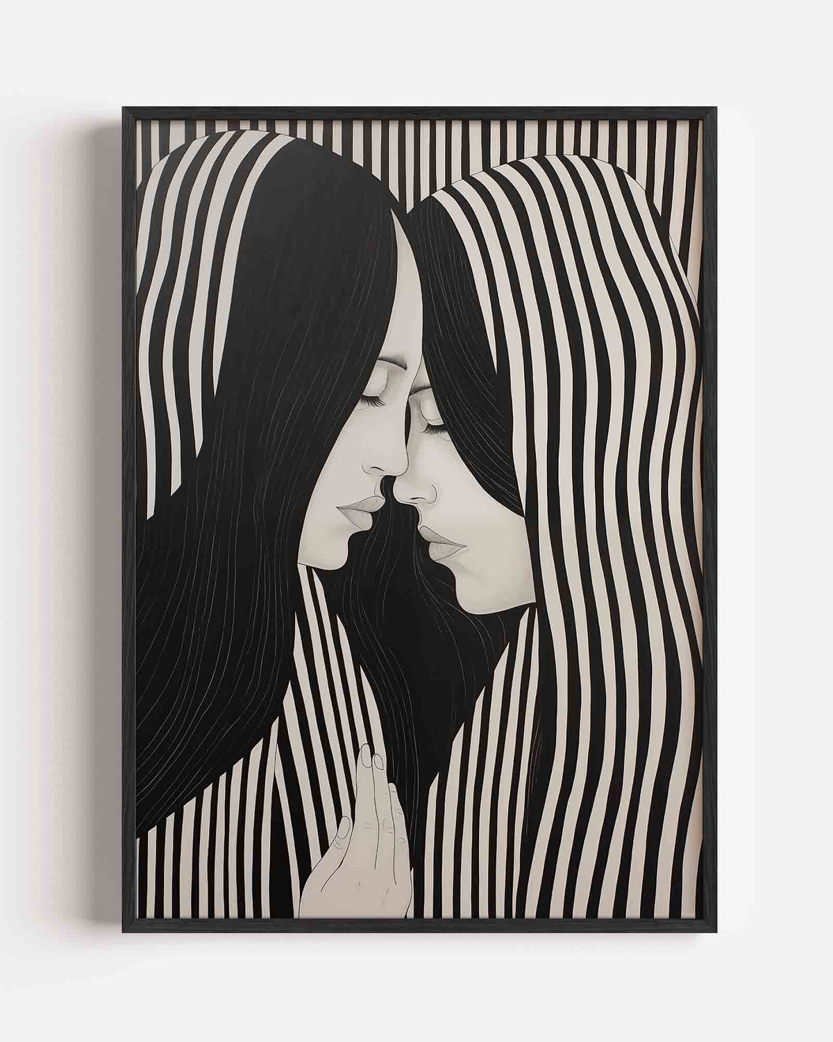 Twee gezichten met strepen – botanische portret poster als wanddecoratie