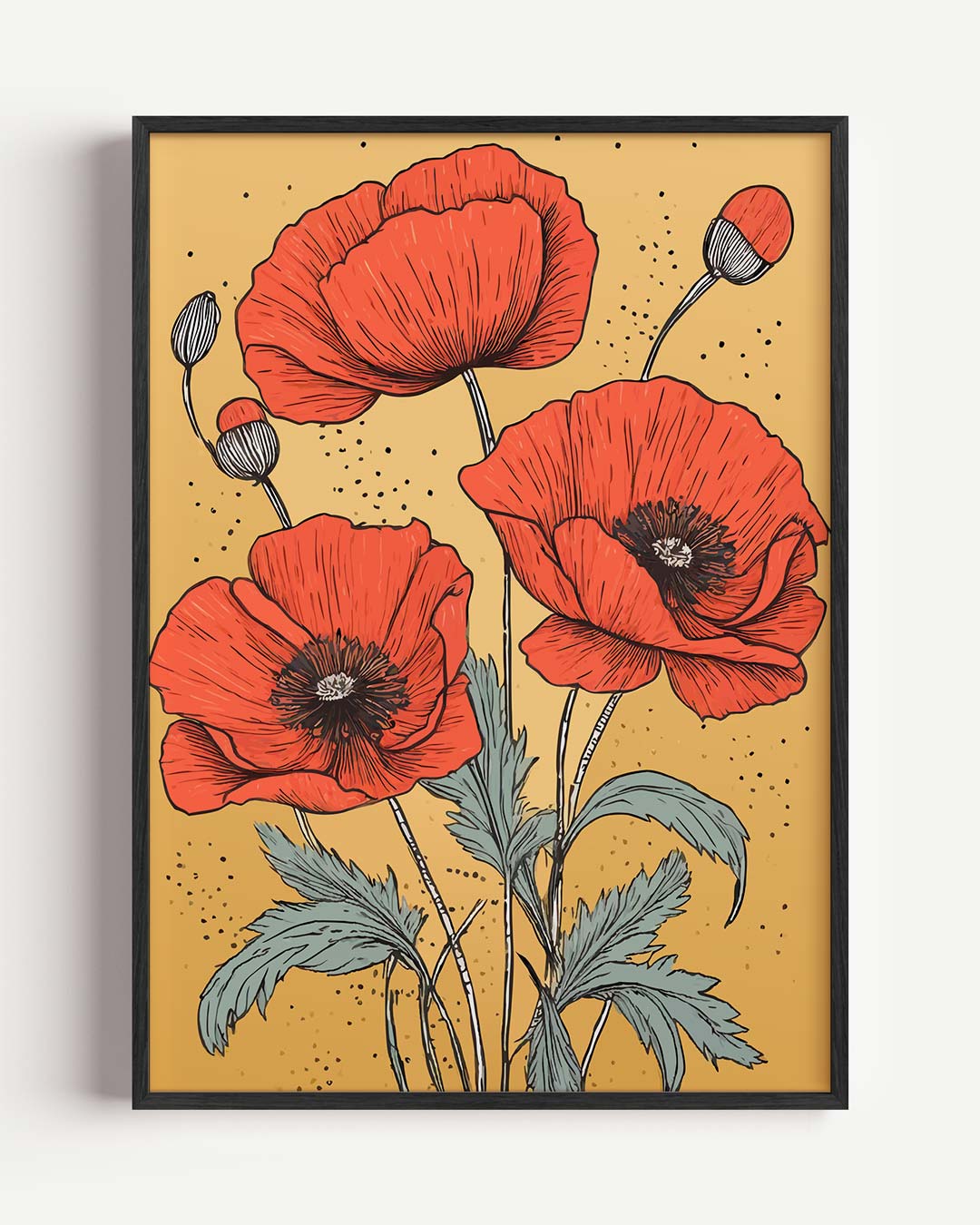 Klaprozen in Bloei Kunstposter – bloemen portret poster als wanddecoratie