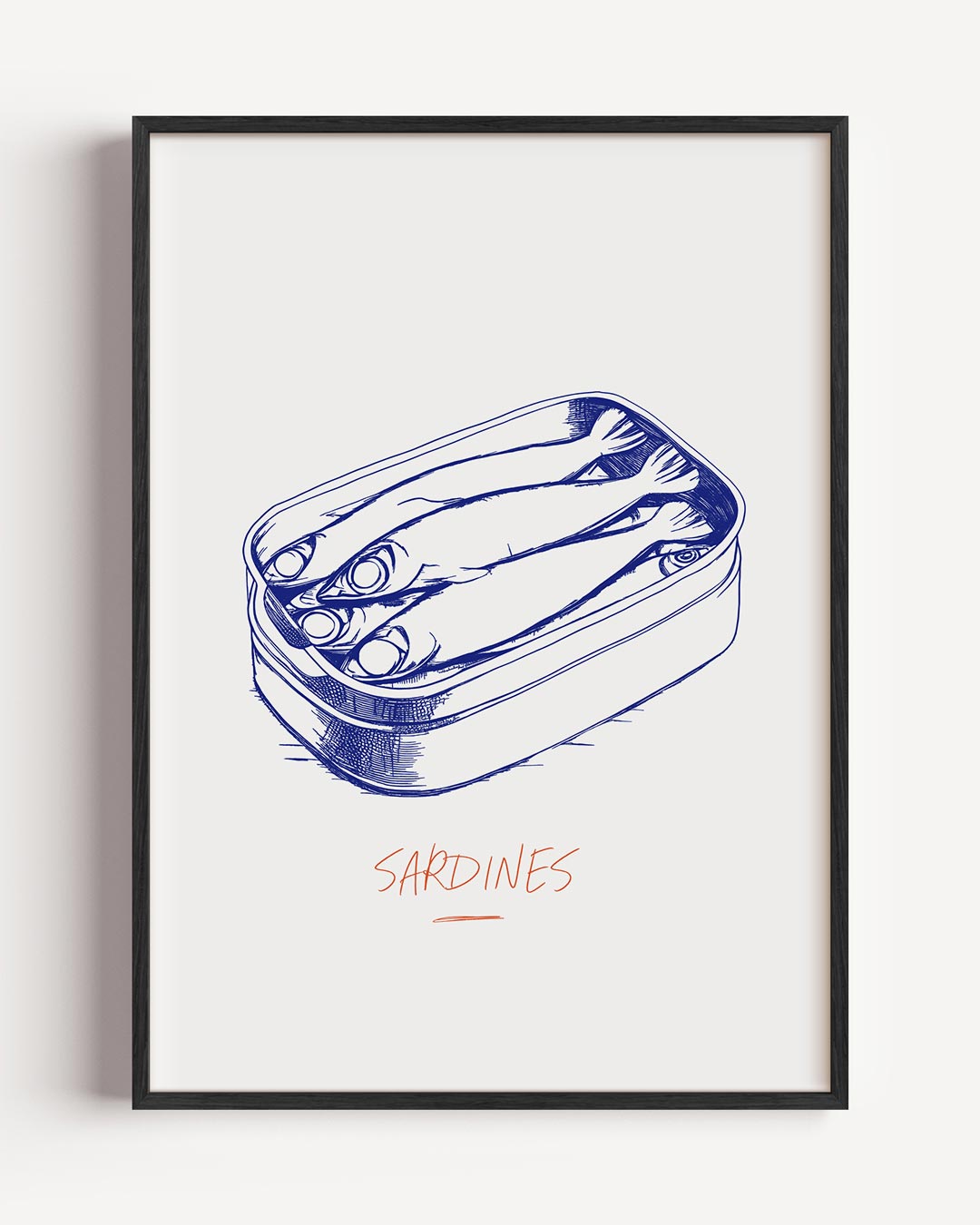 Stijlvolle Sardine Illustratie – keuken portret poster als wanddecoratie