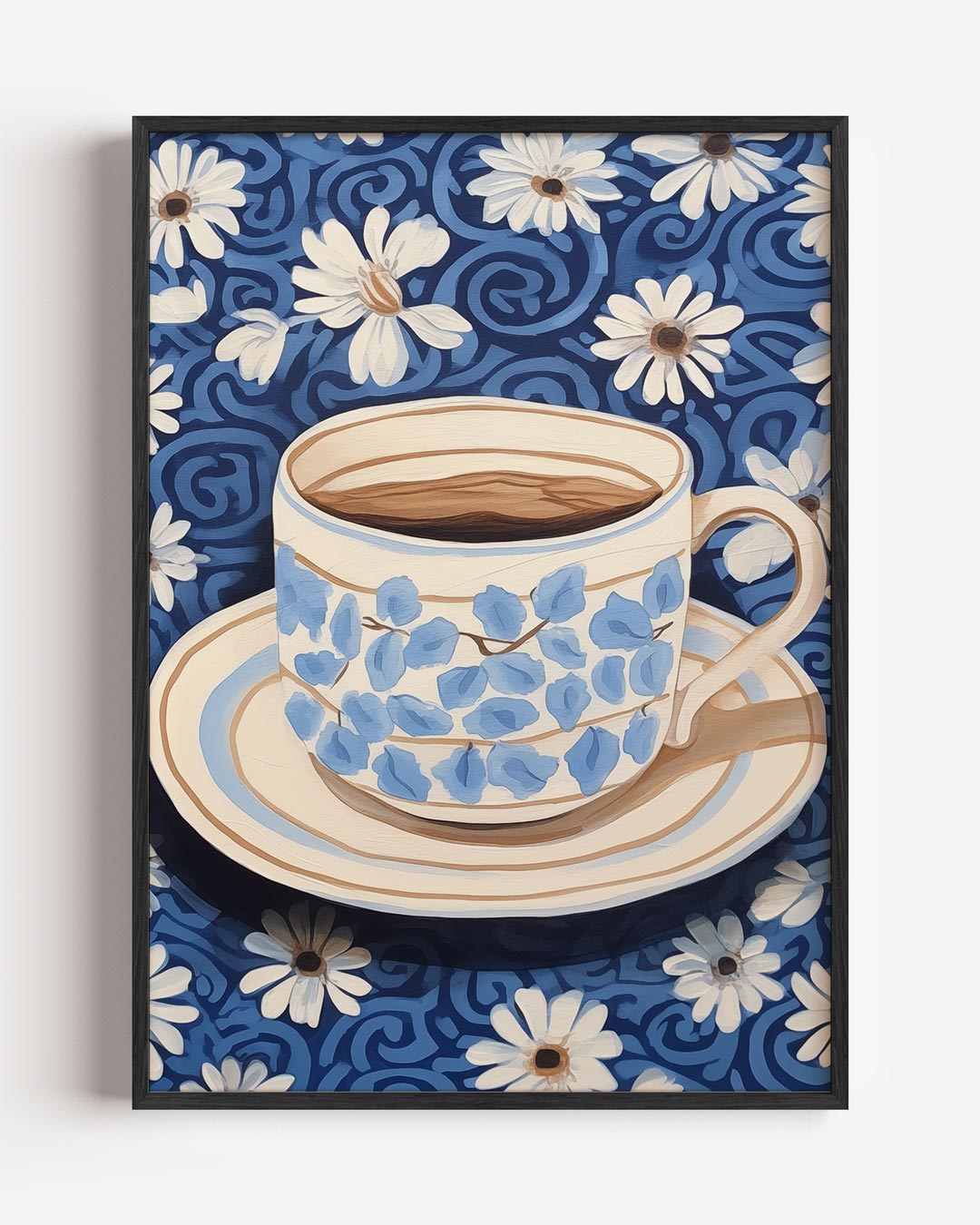 Bloemige Theepot Droom – keuken portret poster als wanddecoratie